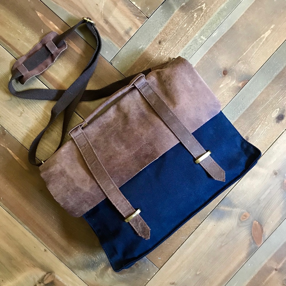 ASOS Canvas & Leather Satchel/Messenger Bag